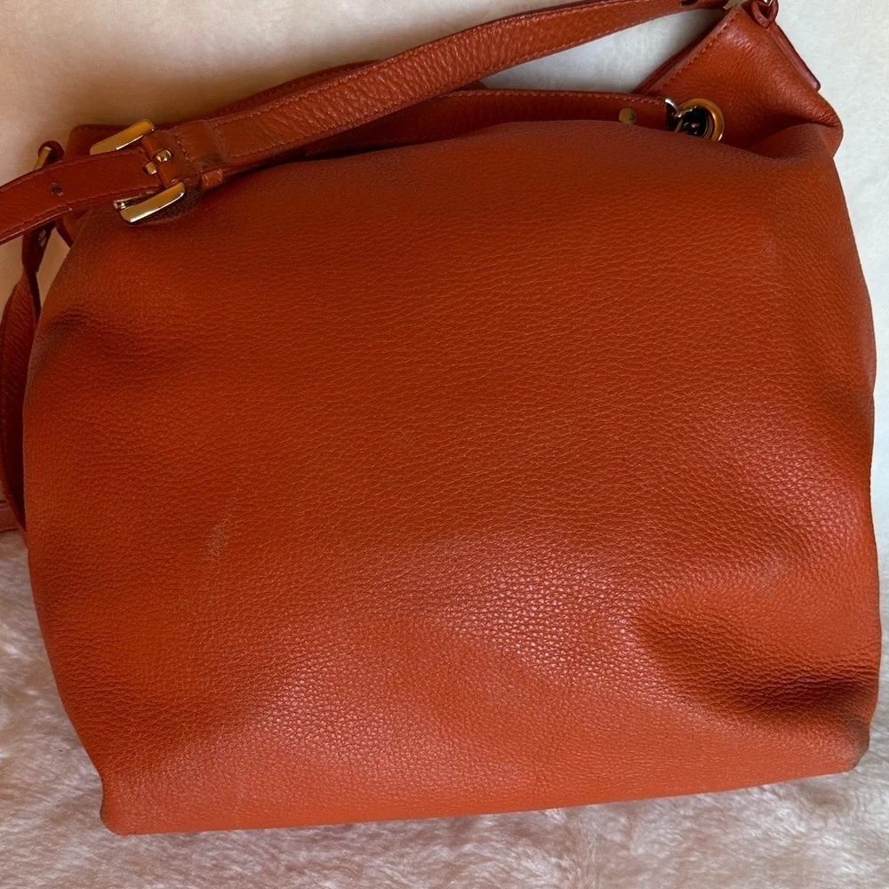 Michael Kors Leather Chain Strap Hobo Leather Shoulder Bag - Burnt Orange